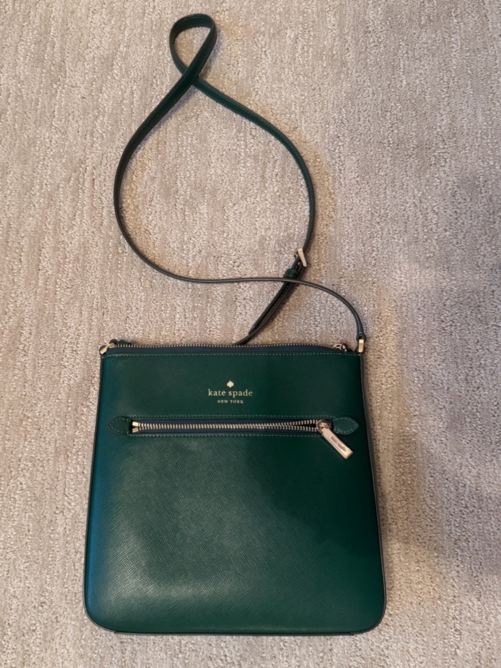 kate spade emerald green crossbody with gold-tone hardware
